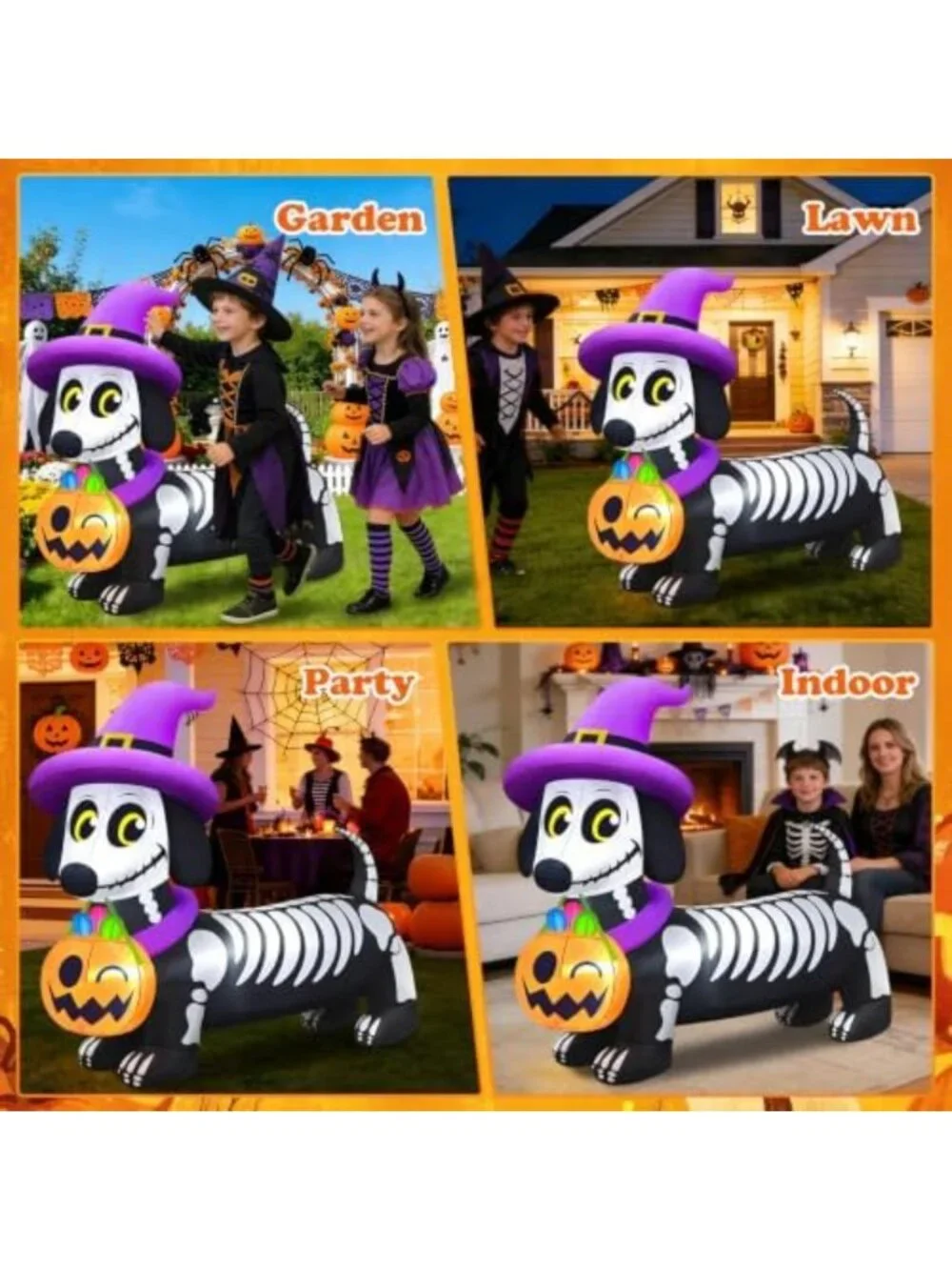5FT Halloween Inflatable Skeleton Dachshund Dog Decor - Spooky Outdoor